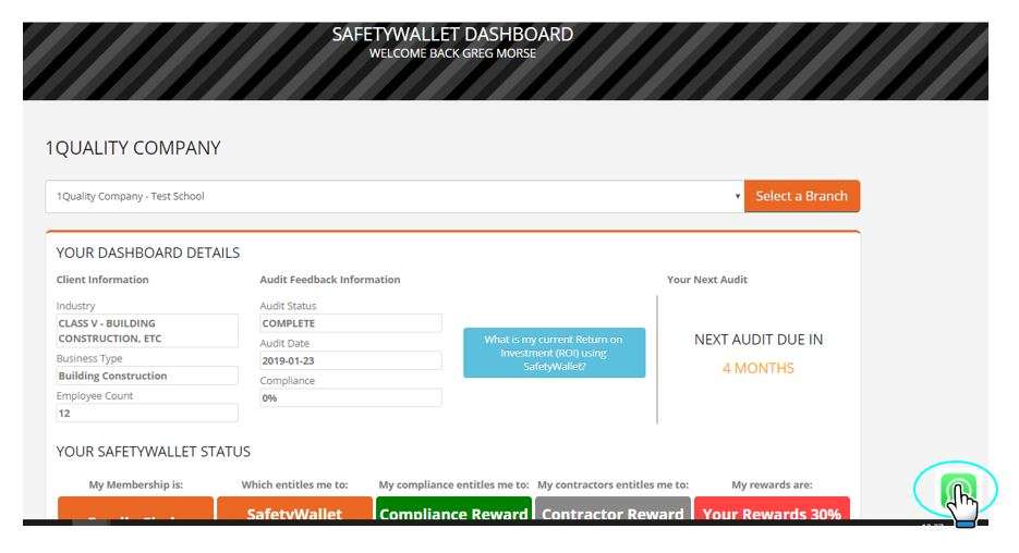 What is the small green logo which appears in the bottom right-hand corner of the SafetyWallet pages?