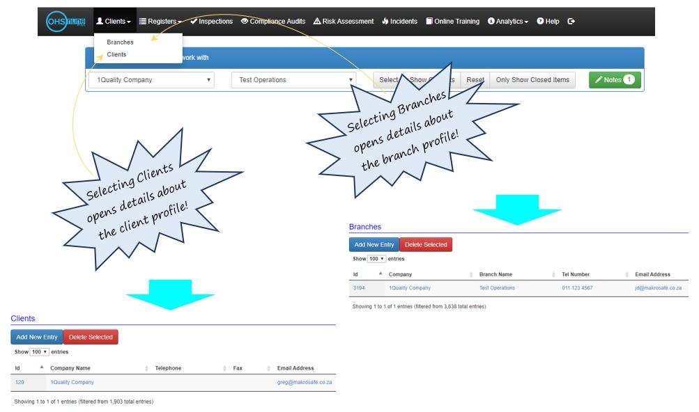 How do I open the Client section in OHS Online? How do I open the Client section in OHS Online?
