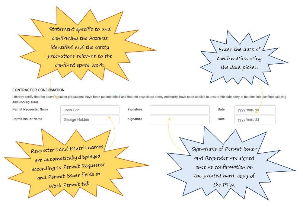 How do I complete the Contractor Confirmation section of the Confined tab, in OHS Online? How do I complete the Contractor Confirmation section of the Confined tab, in OHS Online?