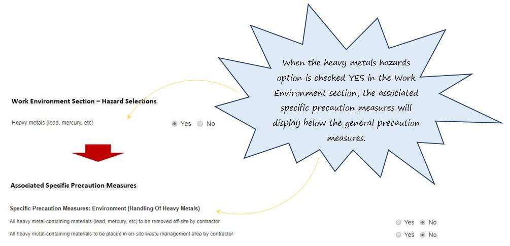 How do I complete the Precautionary Safety Measures section of the Environmental tab in the PTW system, in OHS Online? How do I complete the Precautionary Safety Measures section of the Environmental tab in the PTW system, in OHS Online?