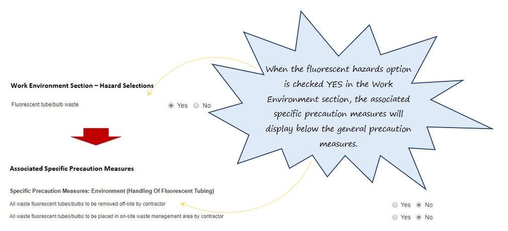 How do I complete the Precautionary Safety Measures section of the Environmental tab in the PTW system, in OHS Online? How do I complete the Precautionary Safety Measures section of the Environmental tab in the PTW system, in OHS Online?