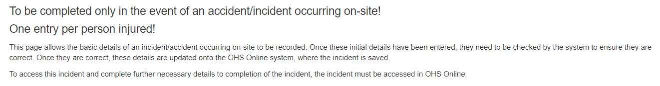 What is the Incident tab in the PTW on OHS Online? What is the Incident tab in the PTW on OHS Online?