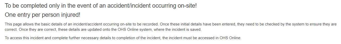 What is the Incident tab in the PTW on OHS Online?