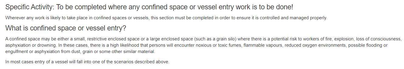 What is the Confined tab in the PTW on OHS Online? What is the Confined tab in the PTW on OHS Online?