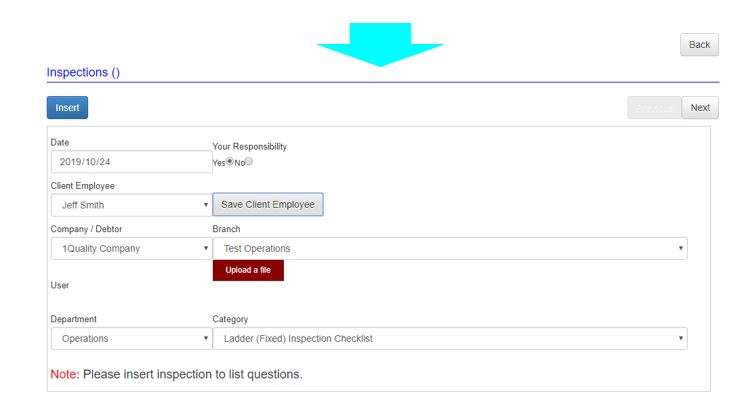 How do I add a new inspection checklist to my Inspection register in OHS Online?