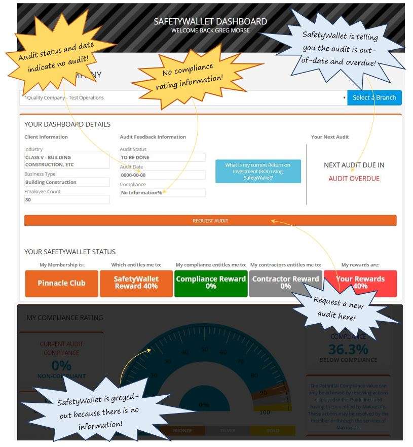 When I login to my SafetyWallet Dashboard, it When I login to my SafetyWallet Dashboard, it