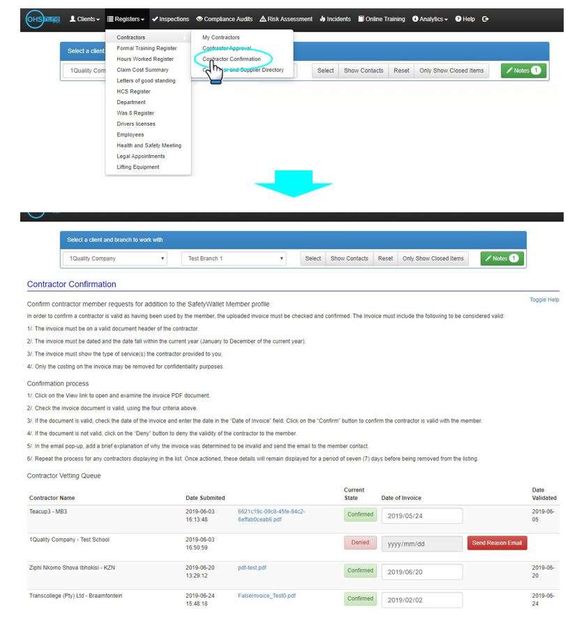 How do I access the Contractor Confirmation page in OHS Online? How do I access the Contractor Confirmation page in OHS Online?