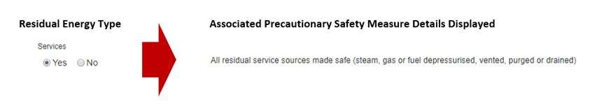 How does the Residual Energy Sources section work in the Precautionary Safety Measures section for machinery isolation in the EQMT Isolation tab, in OHS Online? How does the Residual Energy Sources section work in the Precautionary Safety Measures section for machinery isolation in the EQMT Isolation tab, in OHS Online?
