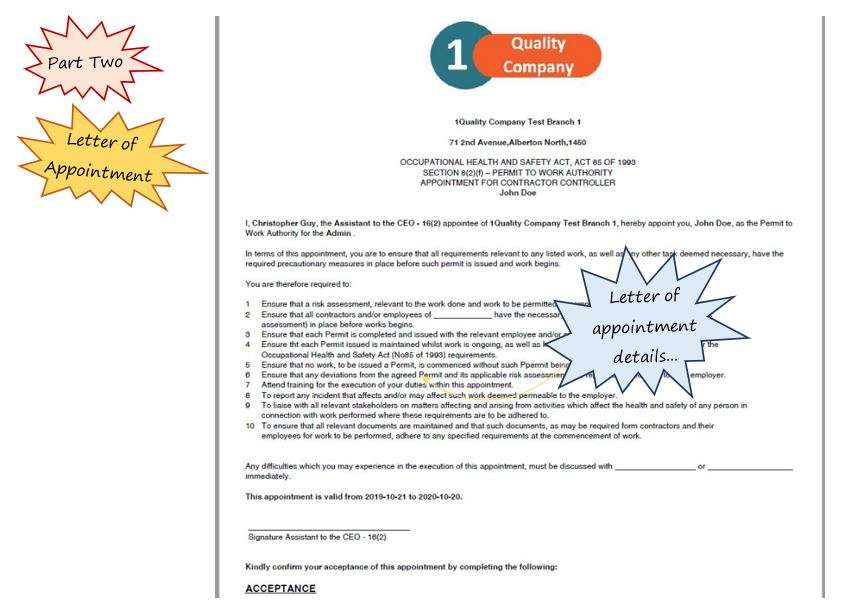 When I print my letter of appointment from the Legal Appointments register in OHS Online, I get two parts to the letter. Why is this? When I print my letter of appointment from the Legal Appointments register in OHS Online, I get two parts to the letter. Why is this?