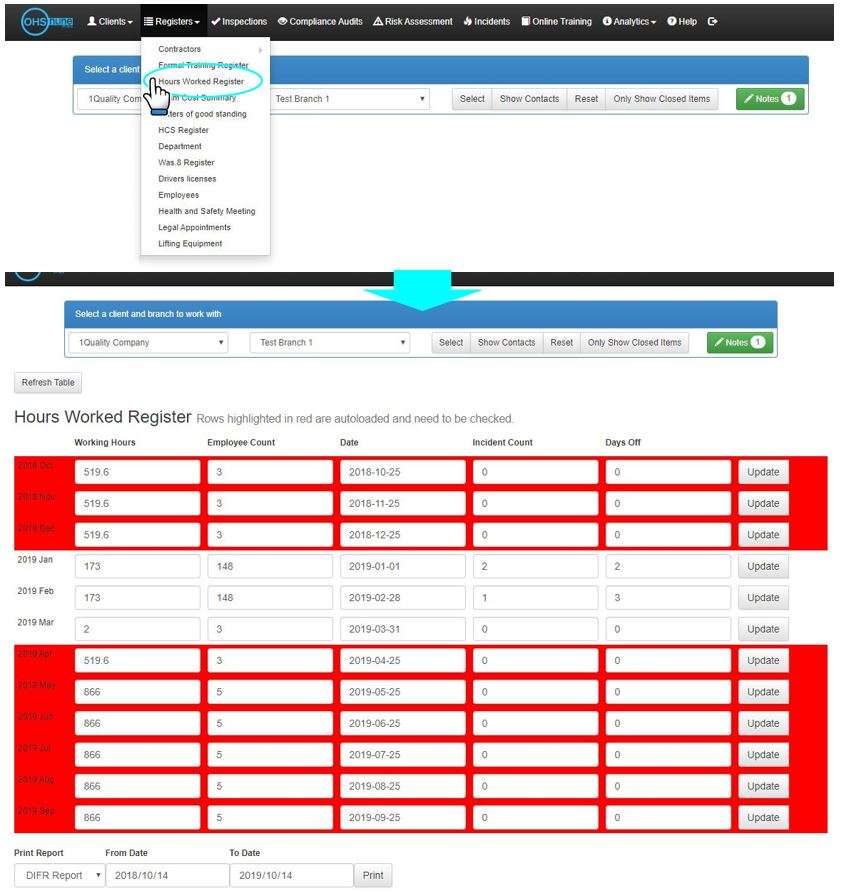 How do I access the Hours Worked register in OHS Online? How do I access the Hours Worked register in OHS Online?