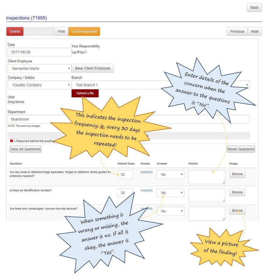 What does the Inspections register do in OHS Online? What does the Inspections register do in OHS Online?