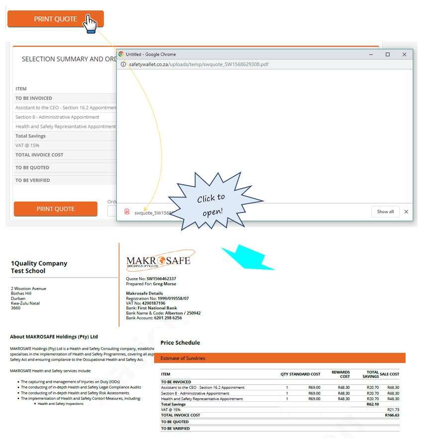 On my SafetyWallet dashboard, how do I create a quote which I need to get approval for first? On my SafetyWallet dashboard, how do I create a quote which I need to get approval for first?