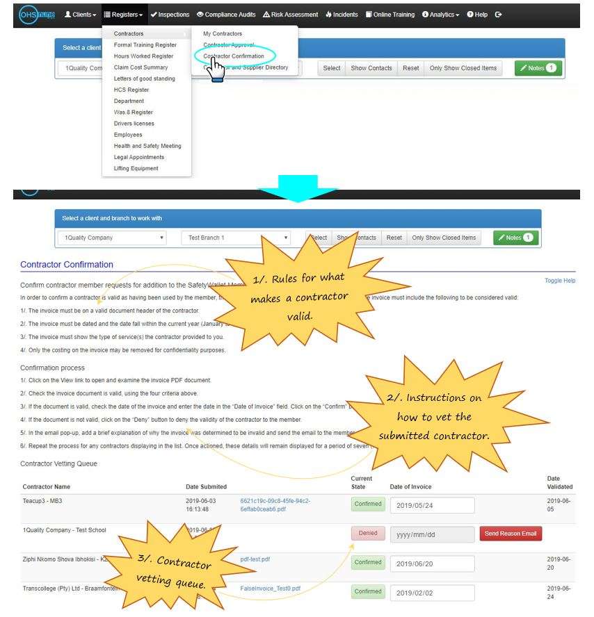 How do I vet a contractor who has been submitted by a member to be validated in OHS Online? How do I vet a contractor who has been submitted by a member to be validated in OHS Online?