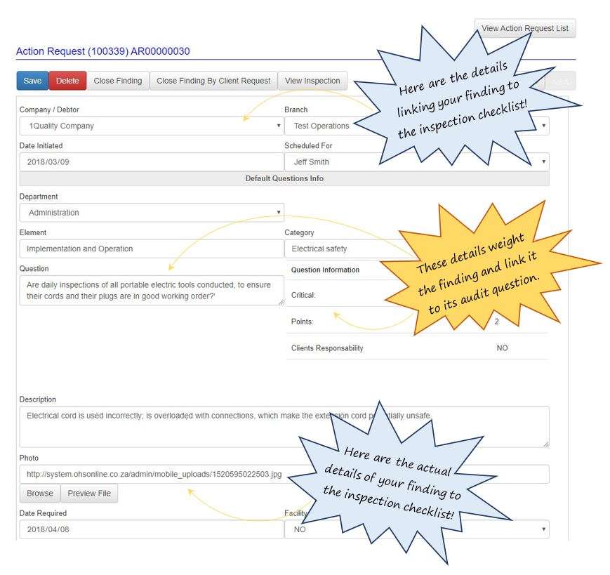 I made some findings during an inspection. As an OHS Online user, how do I view these findings in the inspection checklist? I made some findings during an inspection. As an OHS Online user, how do I view these findings in the inspection checklist?