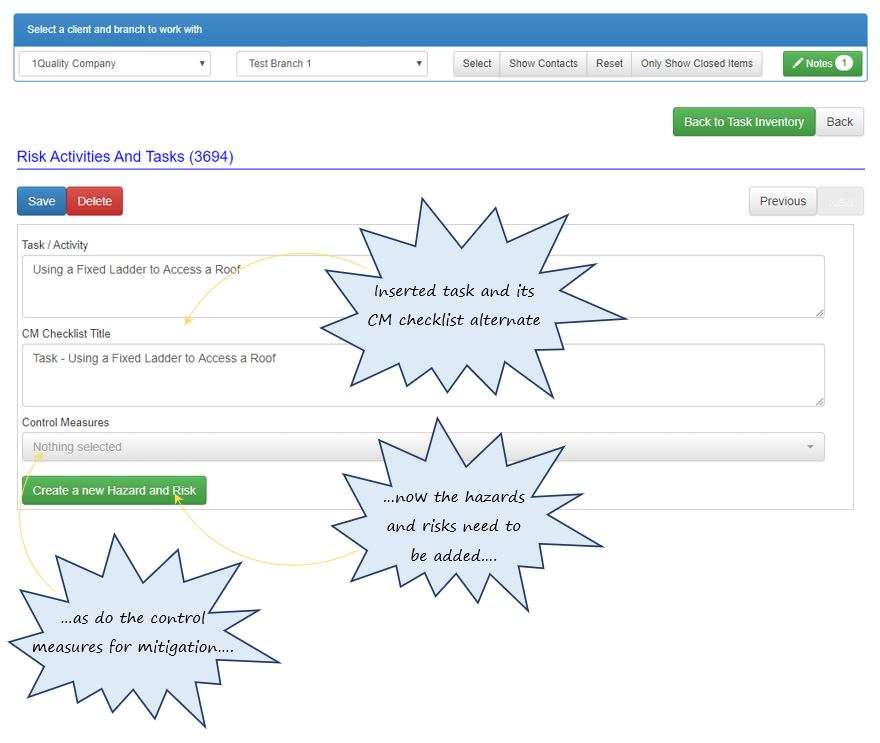 How do I create a new task to add to my risk assessment in OHS Online? How do I create a new task to add to my risk assessment in OHS Online?