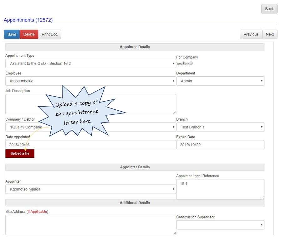 What does the Legal Appointments register do in OHS Online? What does the Legal Appointments register do in OHS Online?