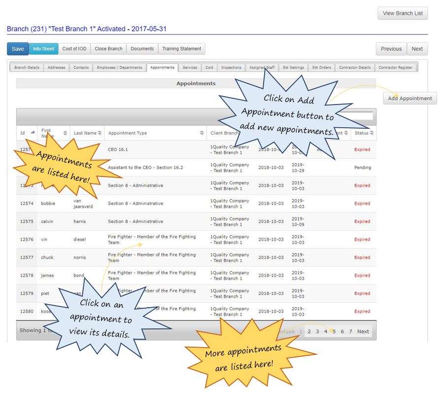 How does the Appointments tab work in OHS Online? How does the Appointments tab work in OHS Online?