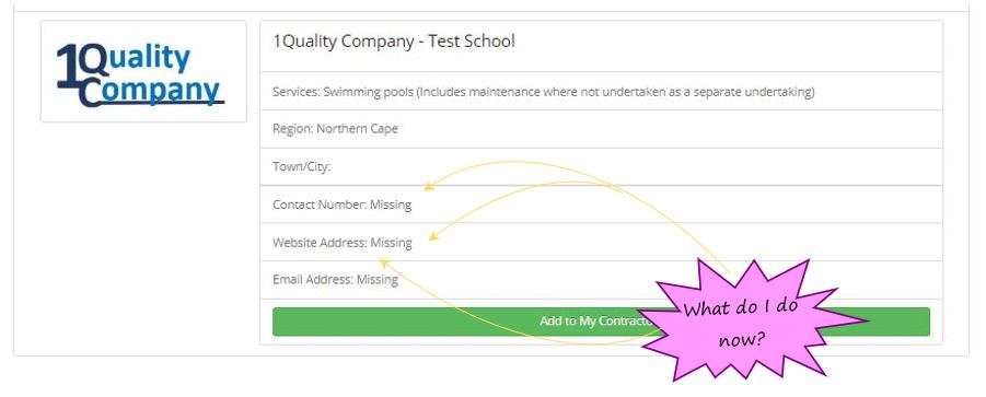 The contractor I want to use in SafetyWallet, has details missing. Why is this?