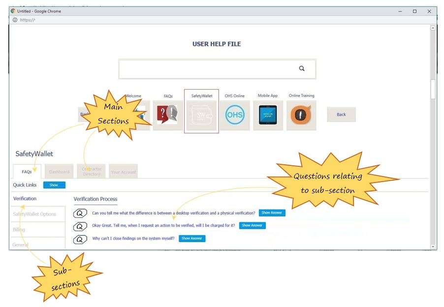 How do the helpfiles work for SafetyWallet and OHS Online? How do the helpfiles work for SafetyWallet and OHS Online?