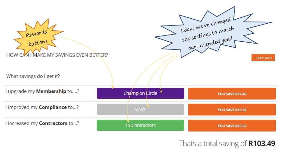 How do I use the reward lines in my check calculator, to check my savings on my SafetyWallet dashboard?