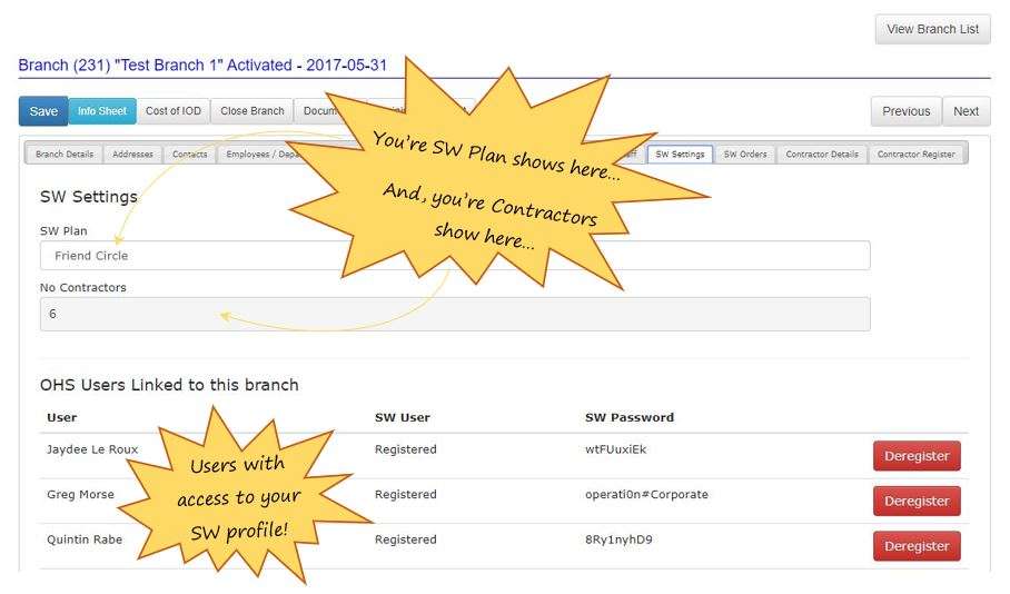 How does the SW Settings tab work in OHS Online? How does the SW Settings tab work in OHS Online?
