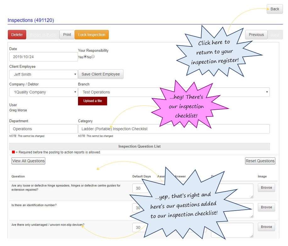 How do I add a new inspection checklist to my Inspection register in OHS Online? How do I add a new inspection checklist to my Inspection register in OHS Online?