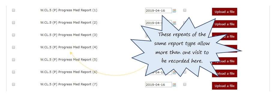 When I look at the list of documents in the Progress (Prog) tab, in the Incidents section in OHS Online, I see there is more than one Progress Report. Why is that?