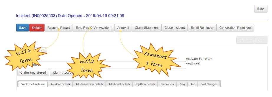 I need to complete a W.Cl.2 form to report an accident. Can I find a copy of this form in OHS Online? I need to complete a W.Cl.2 form to report an accident. Can I find a copy of this form in OHS Online?