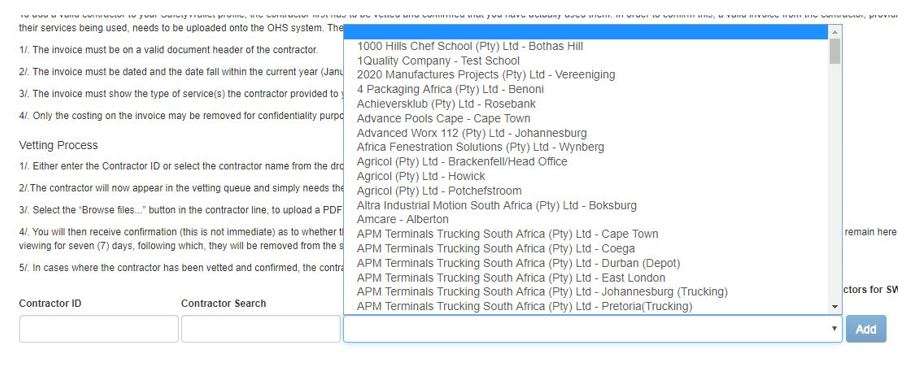 How does the contractor search function work in the Contractor Approval page in OHS Online? How does the contractor search function work in the Contractor Approval page in OHS Online?