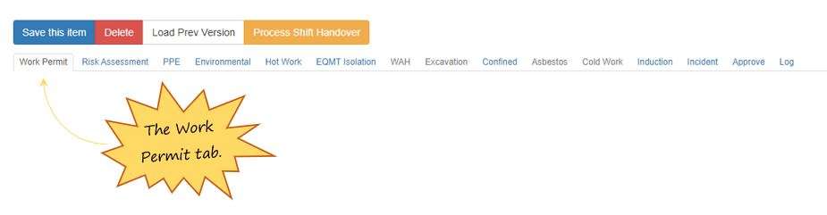 What is the Work Permit tab in the PTW on OHS Online? What is the Work Permit tab in the PTW on OHS Online?