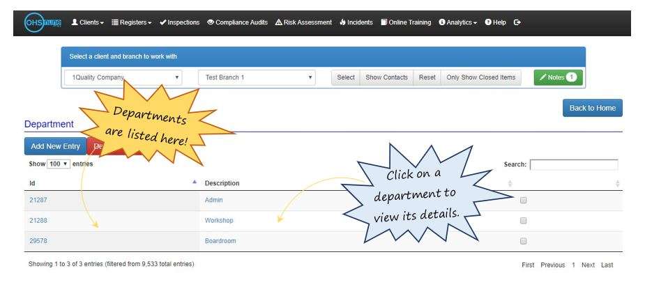 What does the Department register do in OHS Online? What does the Department register do in OHS Online?