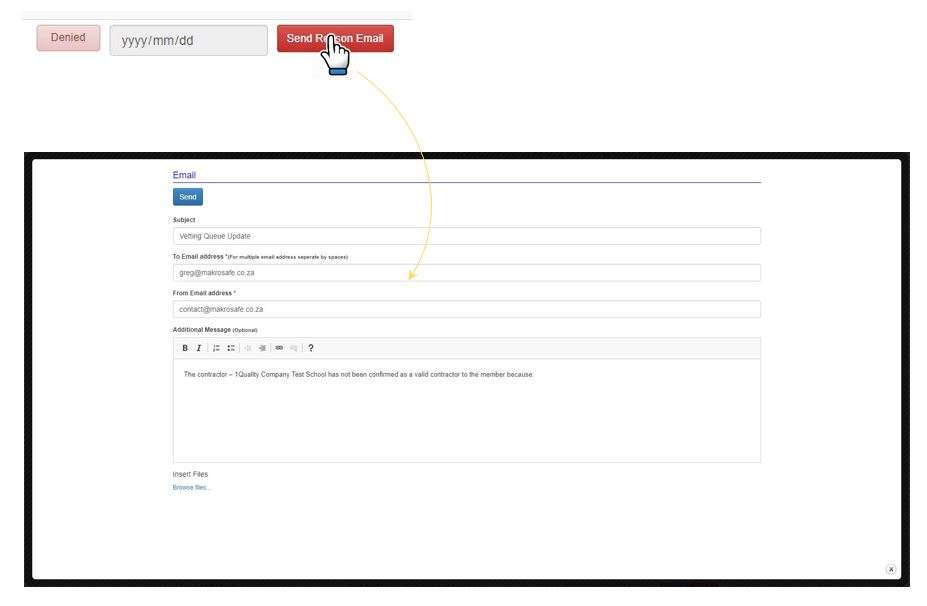 In OHS Online, if a contractor is denied, how do I contact the member with feedback on this? In OHS Online, if a contractor is denied, how do I contact the member with feedback on this?