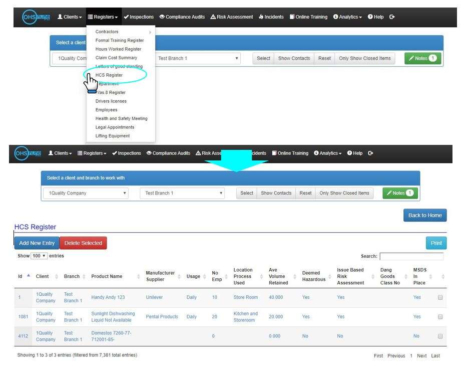 How do I access the Hazardous Chemical Substances (HCS) register in OHS Online? How do I access the Hazardous Chemical Substances (HCS) register in OHS Online?