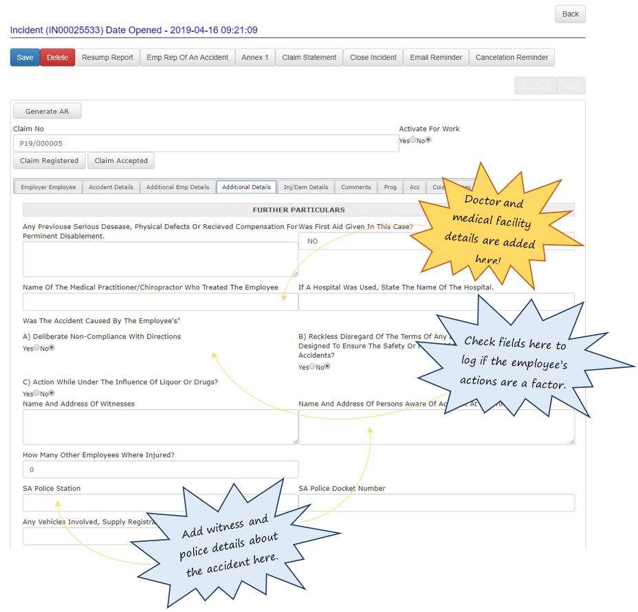 How does the Additional Details tab work in the Incidents section in OHS Online? How does the Additional Details tab work in the Incidents section in OHS Online?