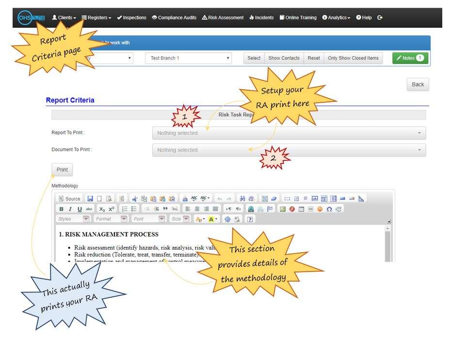 I see I need to setup my print before I can print my risk assessment in OHS Online. Why is this? I see I need to setup my print before I can print my risk assessment in OHS Online. Why is this?