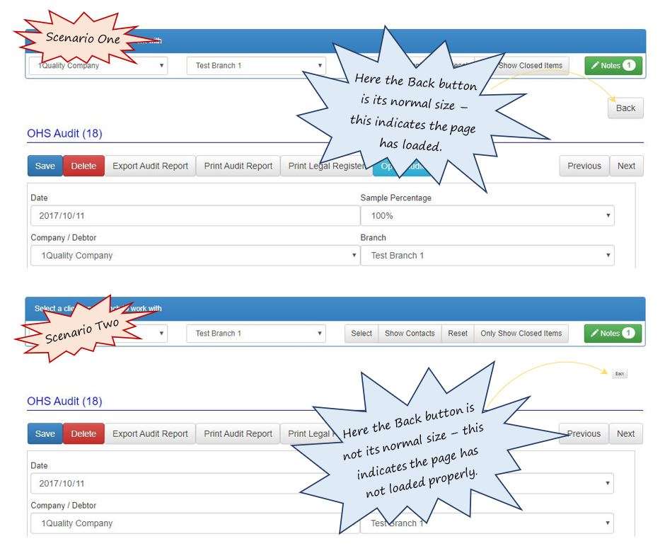 I’ve created a new audit for a client in OHS Online. When I try to open the audit, it hangs and doesn’t allow me to edit audit questions. What could be wrong? I’ve created a new audit for a client in OHS Online. When I try to open the audit, it hangs and doesn’t allow me to edit audit questions. What could be wrong?