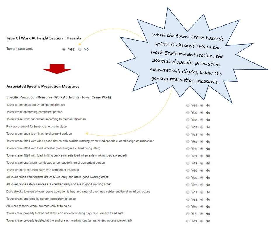 How do I complete the Precautionary Safety Measures section of the WAH tab in the PTW system, in OHS Online? How do I complete the Precautionary Safety Measures section of the WAH tab in the PTW system, in OHS Online?