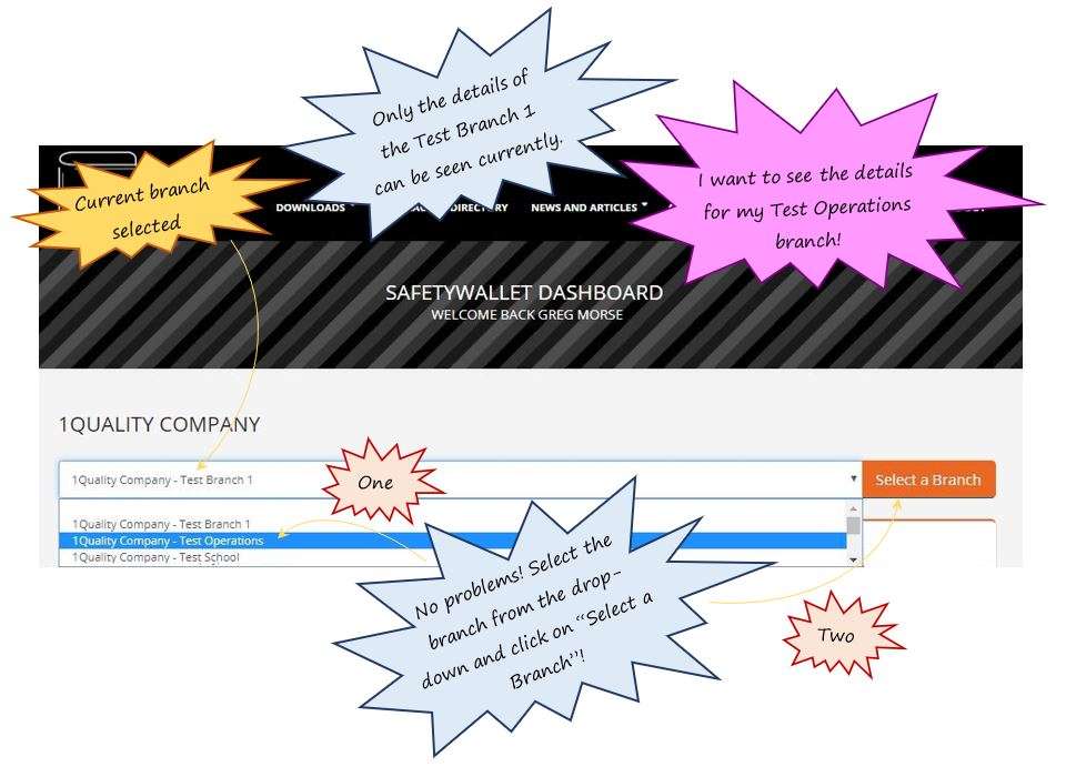 How would I view my different branches in SafetyWallet? How would I view my different branches in SafetyWallet?