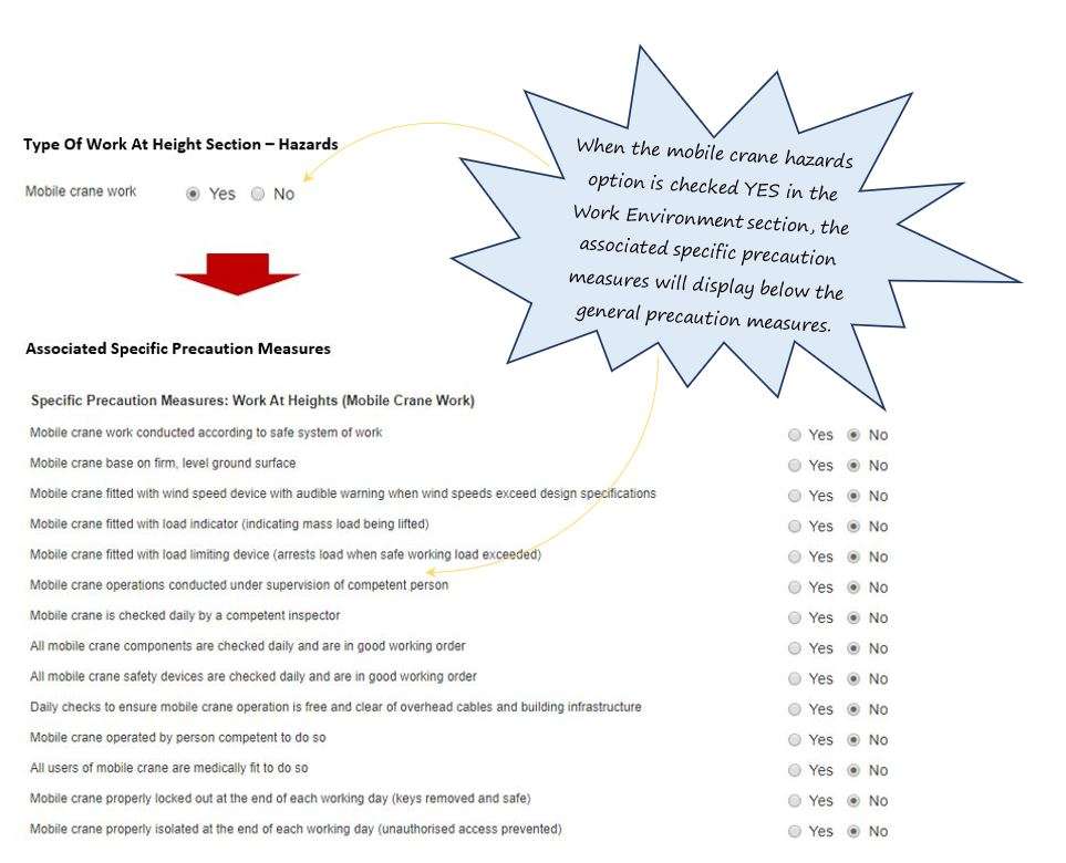 How do I complete the Precautionary Safety Measures section of the WAH tab in the PTW system, in OHS Online? How do I complete the Precautionary Safety Measures section of the WAH tab in the PTW system, in OHS Online?
