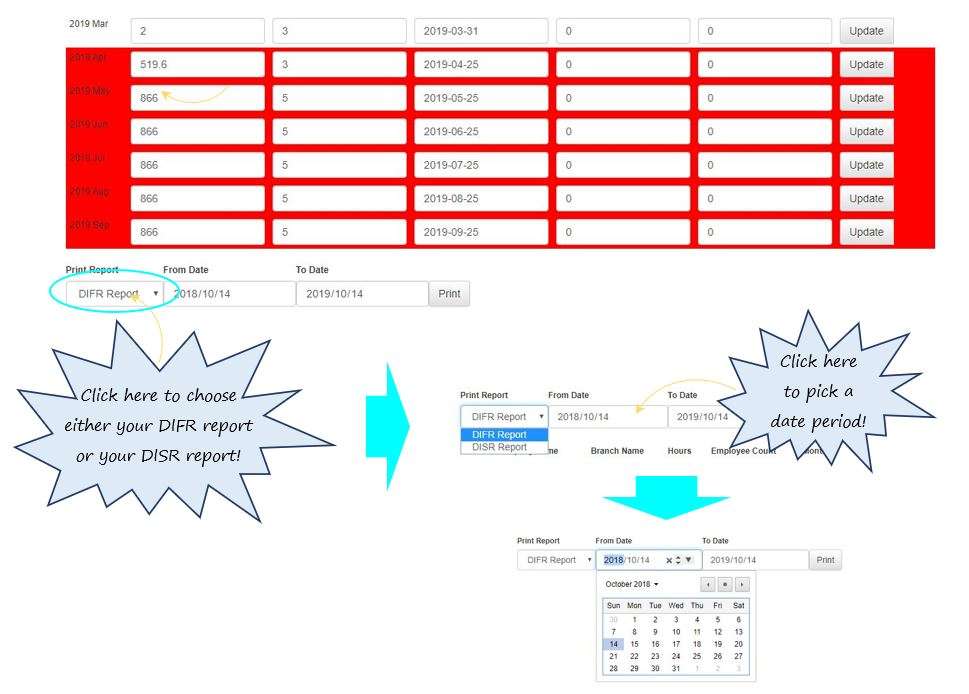 How do I print my DIFR report in the Hours Worked register in OHS Online? How do I print my DIFR report in the Hours Worked register in OHS Online?