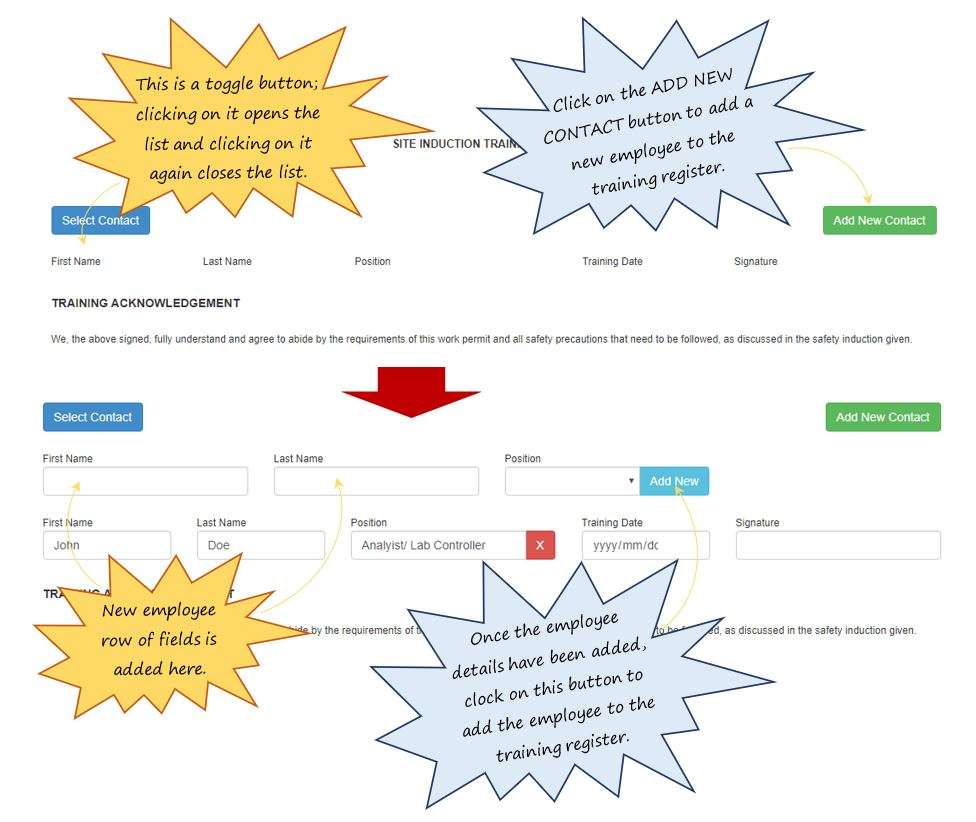 In OHS Online, how do I complete the induction training register of the Induction tab? In OHS Online, how do I complete the induction training register of the Induction tab?