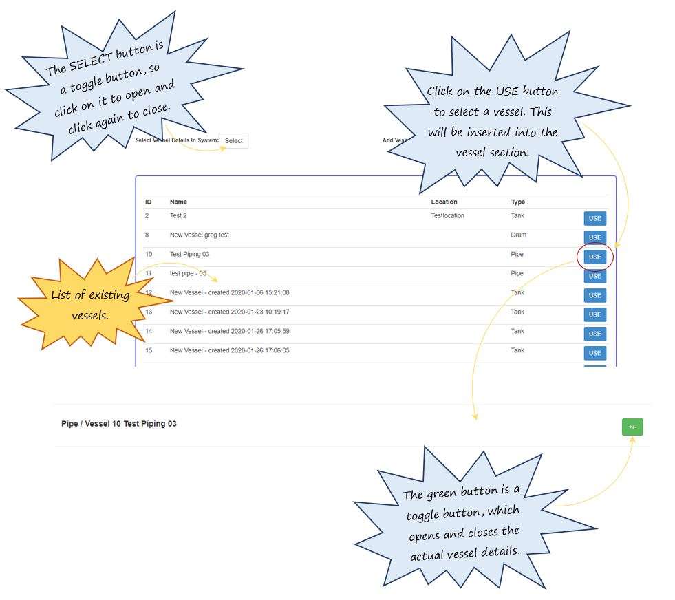 In OHS Online, how do I select an existing vessel in the vessel specific precautions section in the Hot Work tab? In OHS Online, how do I select an existing vessel in the vessel specific precautions section in the Hot Work tab?