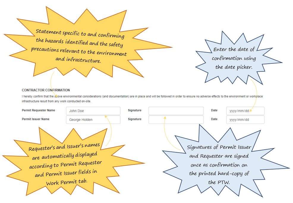 How do I complete the Contractor Confirmation section of the Environmental tab, in OHS Online? How do I complete the Contractor Confirmation section of the Environmental tab, in OHS Online?