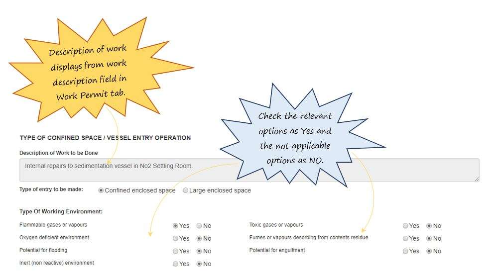 How do I complete the Work Environment section of the Confined tab, in OHS Online? How do I complete the Work Environment section of the Confined tab, in OHS Online?