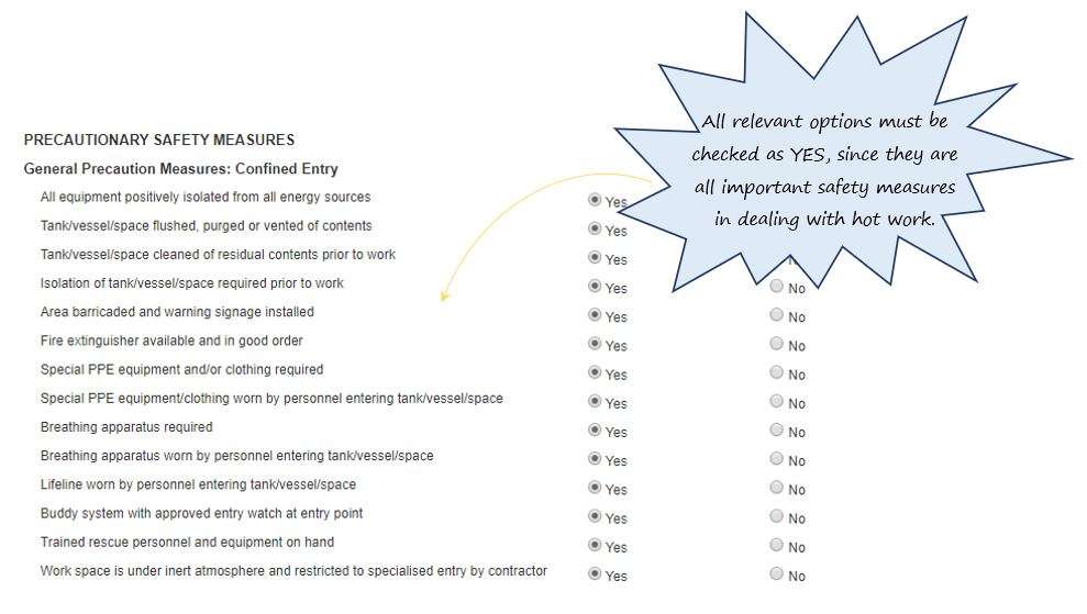 How do I complete the Precautionary Safety Measures section of the Confined tab in the PTW system, in OHS Online? How do I complete the Precautionary Safety Measures section of the Confined tab in the PTW system, in OHS Online?