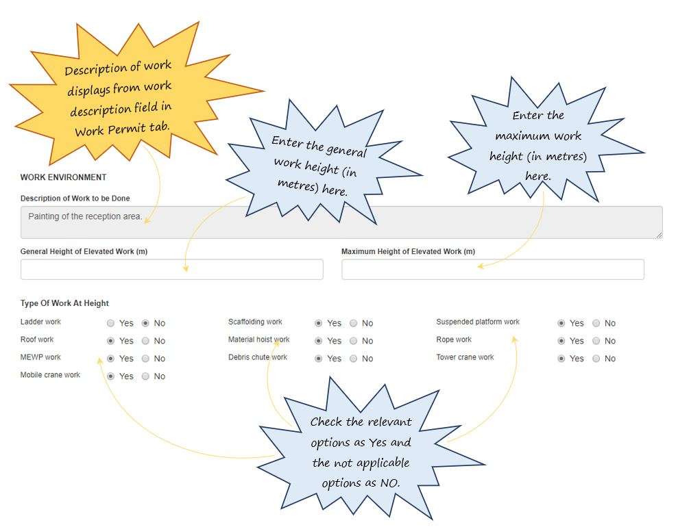 How do I complete the Work Environment section of the WAH tab, in OHS Online? How do I complete the Work Environment section of the WAH tab, in OHS Online?