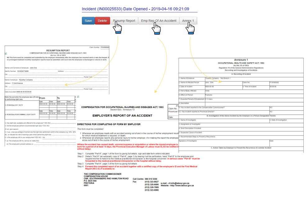 I need to complete a W.Cl.2 form to report an accident. Can I find a copy of this form in OHS Online?